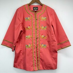 Bob Mackie Wearable Art size Large Women’s Elephant Embroidered Kimono Jacket